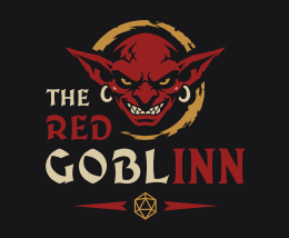 Logo de The Red GoblInn: un goblin rojo con el nombre de la posada